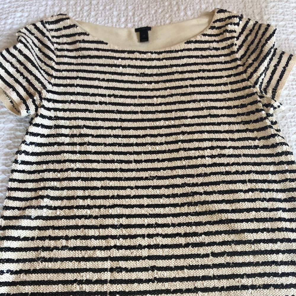 J Crew sequin boat neck tee